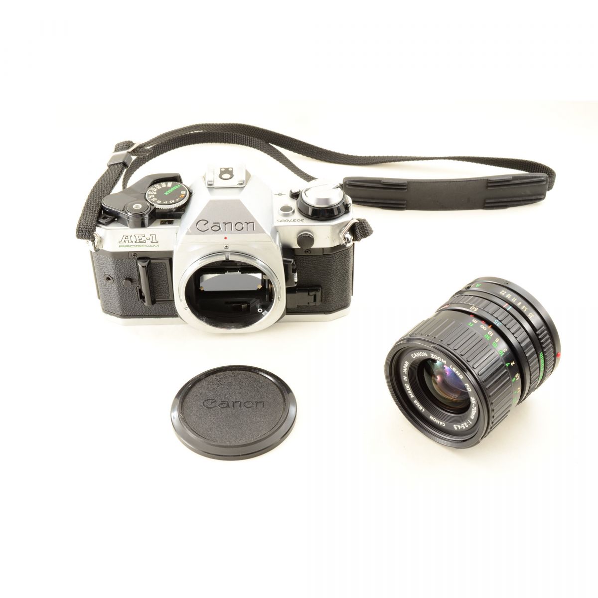 【中古】Canon AE-1 Program シルバー 一眼レフ フィルムカメラ New FD 35-70mm レンズ セット S/N:3037685
