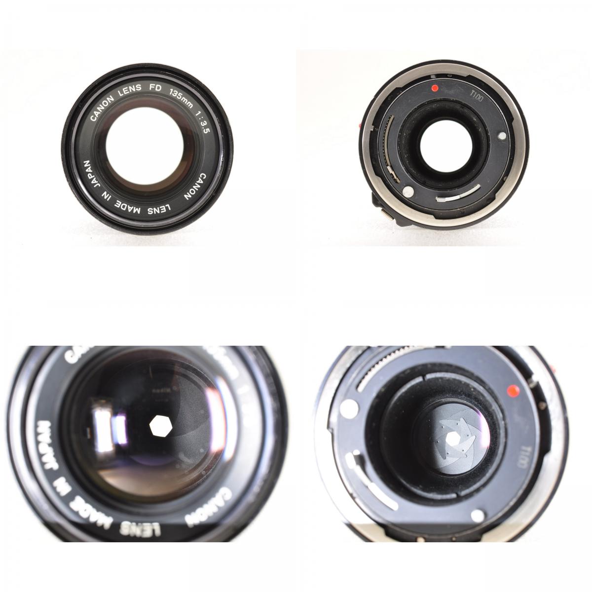 【中古】Canon AE-1 ブラック 35mm 一眼レフ フィルムカメラ ボディ +New FD 135mm F3.5 MF ポートレート 単焦点 交換レンズ キャノン 　