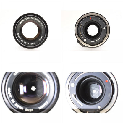 【中古】Canon AE-1 ブラック 35mm 一眼レフ フィルムカメラ ボディ +New FD 135mm F3.5 MF ポートレート 単焦点 交換レンズ キャノン 　