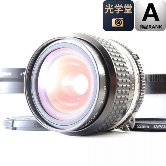 【中古】Nikon Ai-s NIKKOR 24mm f/2 単焦点 広角 カメラレンズ フード付 ニコン