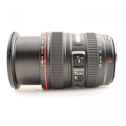 【中古】Canon EF 24-105mm f/4 L IS USM AF ズームレンズ , キャノン フード付き