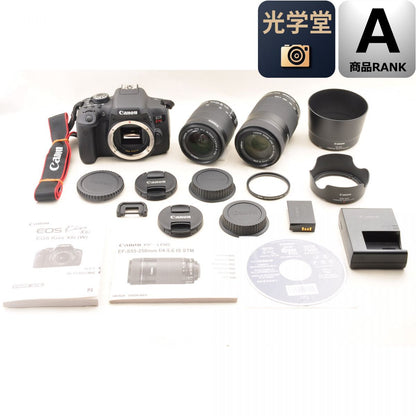 【中古】Canon EOS Kiss X8i 一眼レフ 18-55mm 55-250mm ダブルズーム デジタルカメラ キャノン