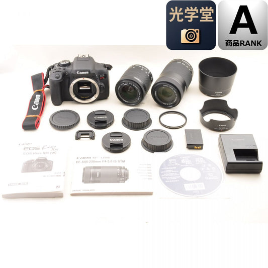 【中古】Canon EOS Kiss X8i 一眼レフ 18-55mm 55-250mm ダブルズーム デジタルカメラ キャノン