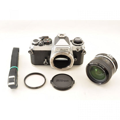 Nikon FE Silver 35mm SLR Film Camera /Ai 35mm f2 MF Lens *Near Mint* #4327